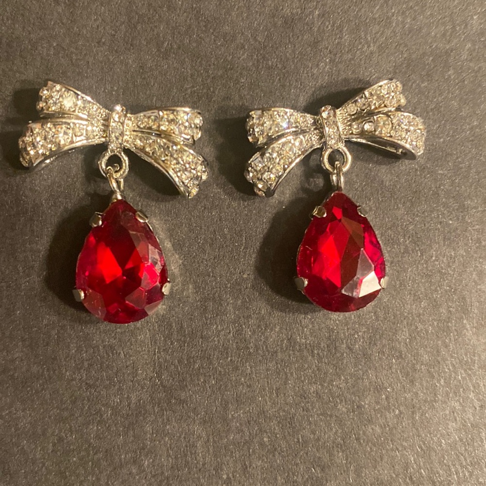 Red and silver earrings